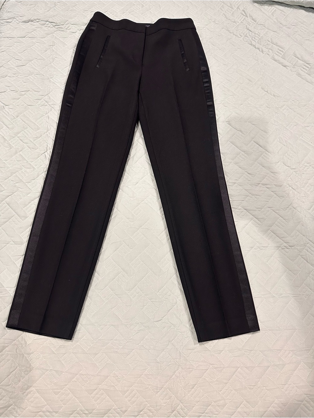 Zara Women’s Black Tuxedo Suit Set Blazer S Pants Satin Trim XS Formal - Picture 10 of 13